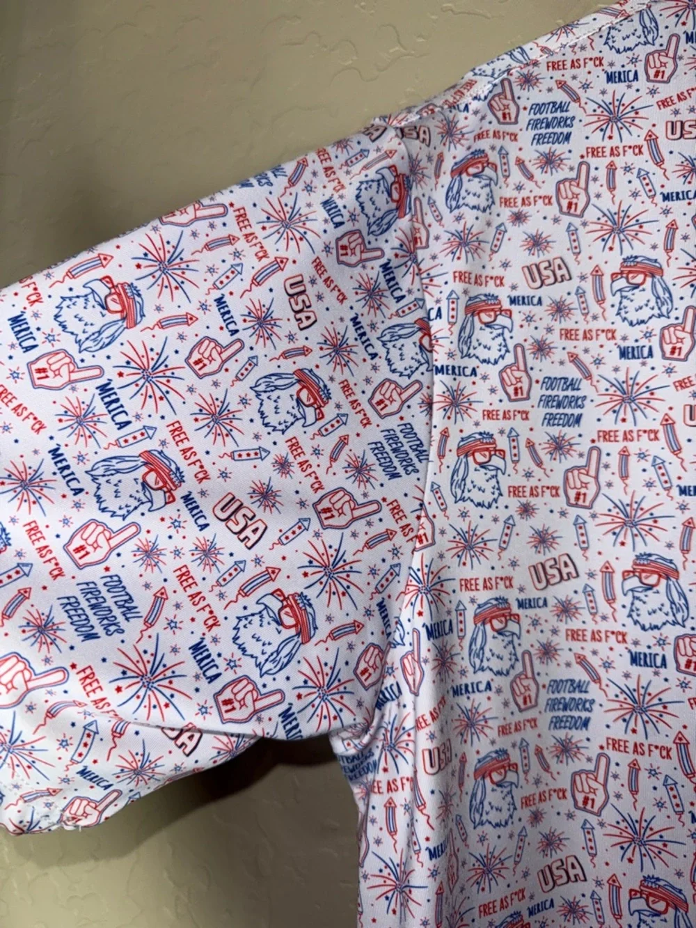 Bogey Bros 'Merica performance polo shirt all-over USA-themed print XXL - Picture 5 of 7